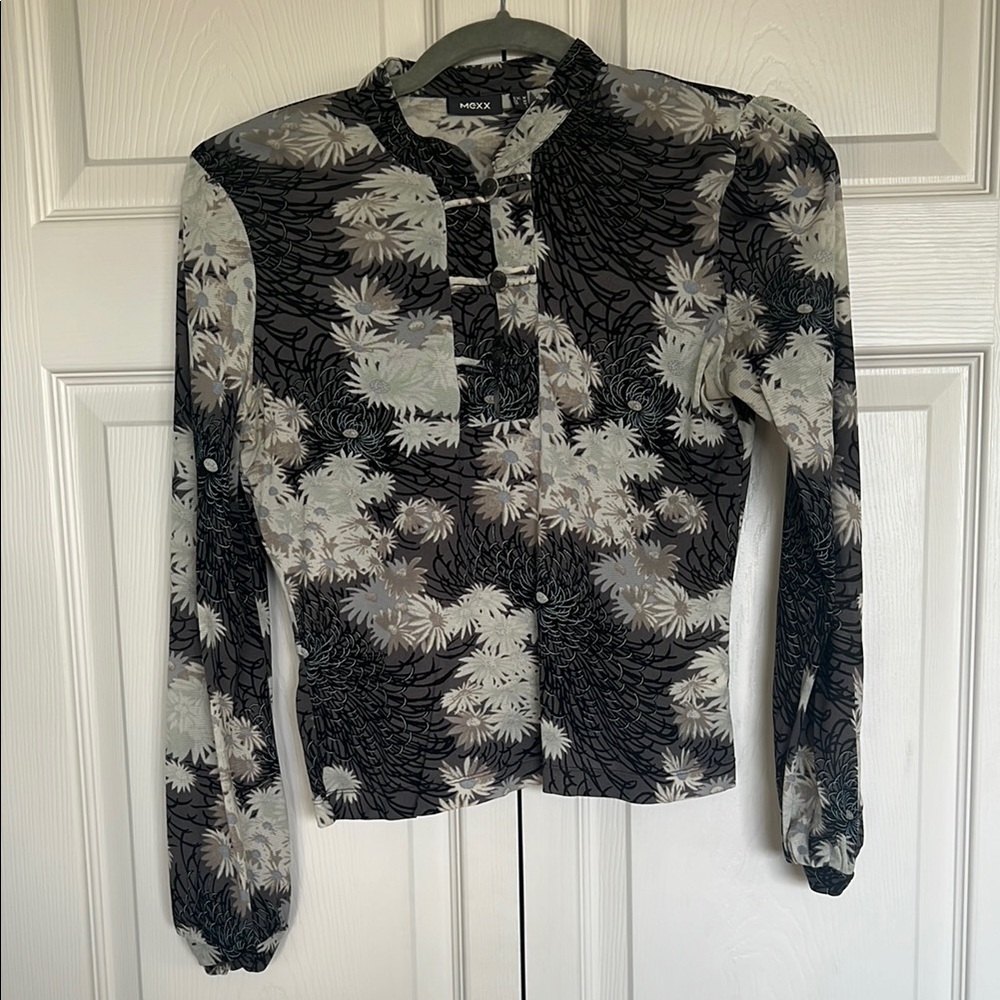 Mexx Black and Gray Floral Blouse